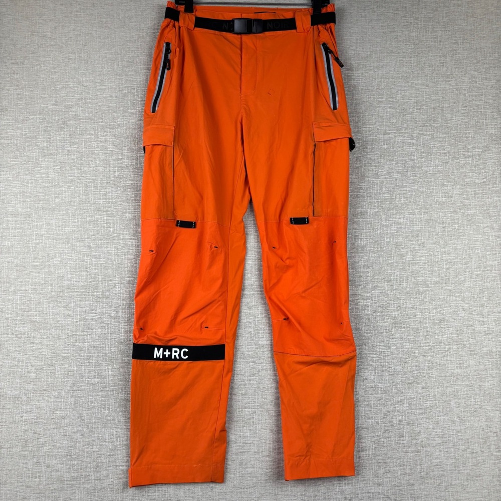 M+RC Noir Mens Orange Tactical Cargo Pants Streetwear Techwear Belted Medium
